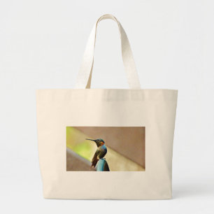 Grand Tote Bag Ruby perché et petit colibri vert