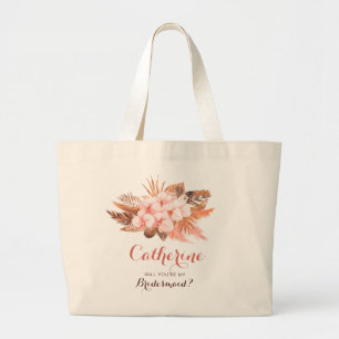 Grand Tote Bag Russe Boho Pampas Grass Serez-Vous Ma Femme D'Accu