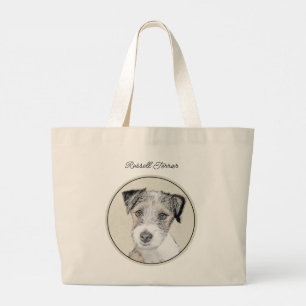 Grand Tote Bag Russell Terrier Peinture Rough Original Chien Art