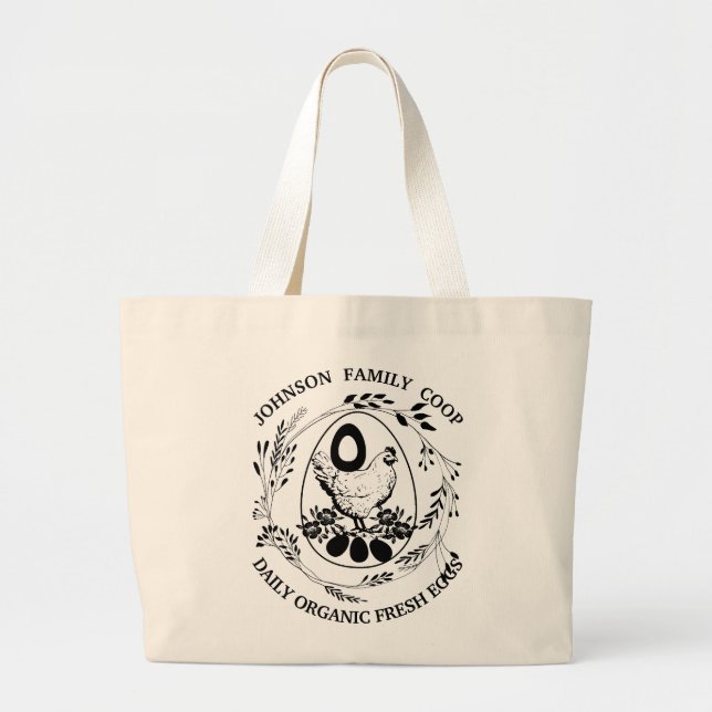 Grand Tote Bag Rustic Farmhouse Farmer's Market Custom Chic Hen (Devant)