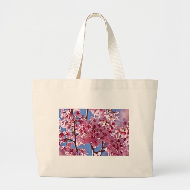 Grand Tote Bag Sakura Cherry Blossoms Red Stars (Devant)