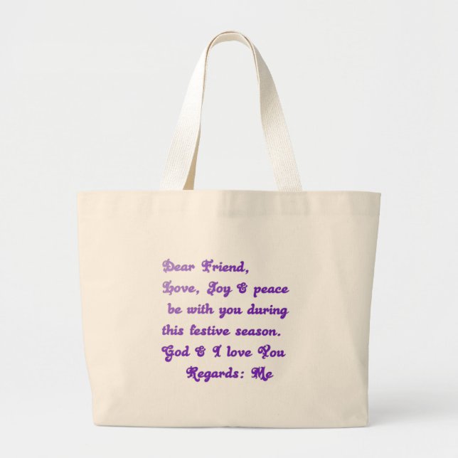 Grand Tote Bag Salutation de la saison festive "Cher ami" (Devant)