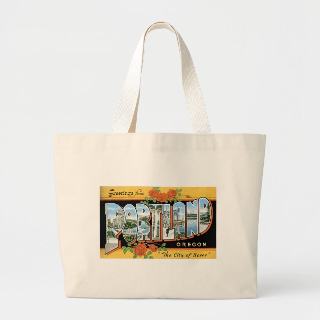 Grand Tote Bag Salutations de Portland, Orégon ! (Devant)