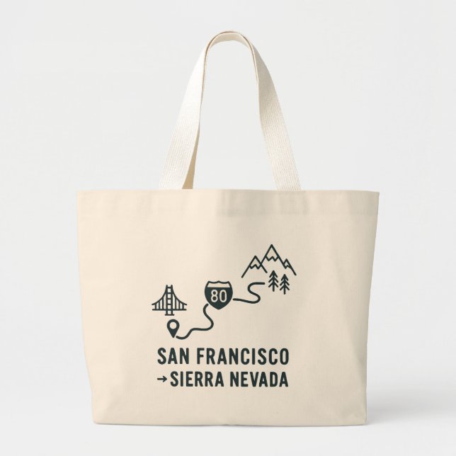 Grand Tote Bag San Francisco to Sierra Nevada Route Design (Devant)