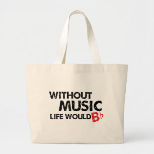 Grand Tote Bag Sans vie de musique B (soyez) plat