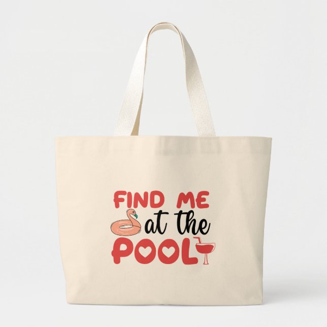 Grand Tote Bag Sassy Beach Vibes au bord de la piscine : Retrouve (Devant)