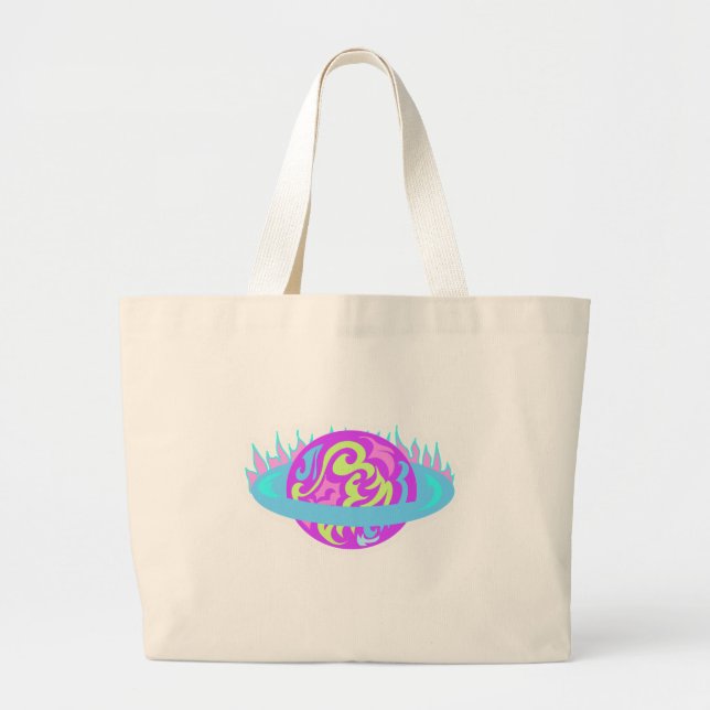Grand Tote Bag Saturne en flammes ! (Devant)