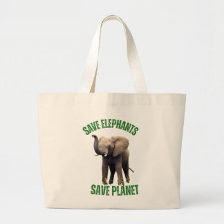 Grand Tote Bag Sauvez les éléphants, Sauvez la planète