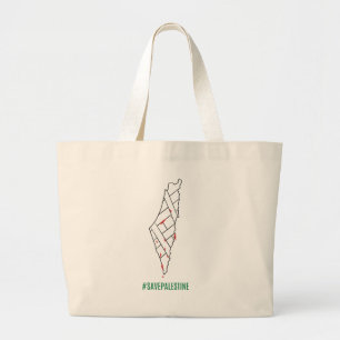 Grand Tote Bag Save Palestine saigned map - Liberté pour Palestin
