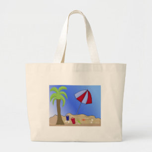 Grand Tote Bag Scène de plage de vacances