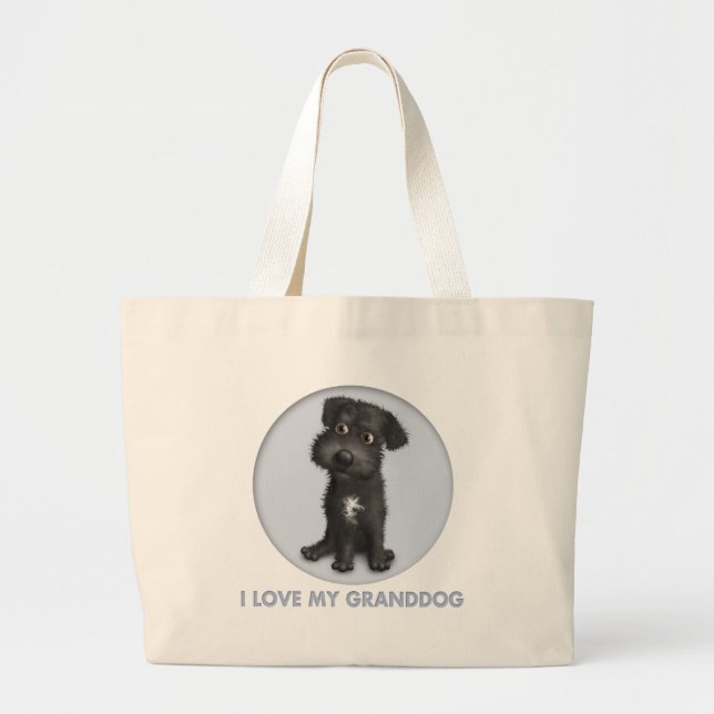 Grand Tote Bag Schnoodle Granddog (noir) (Devant)