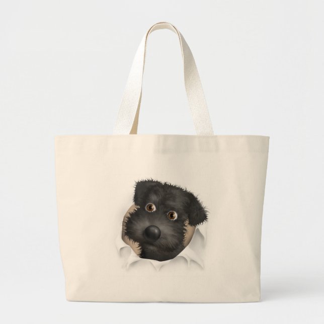 Grand Tote Bag Schnoodle (noir) éclatant (Devant)