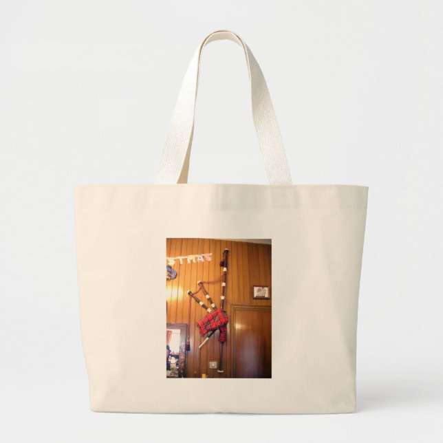 Grand Tote Bag Scotland Bagpipe Tartan Plaid Instrument de musiqu (Devant)