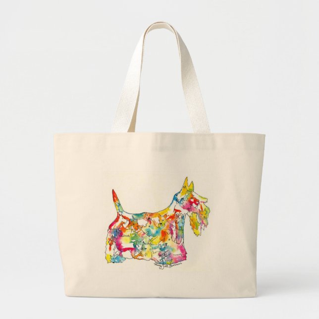 Grand Tote Bag Scotties de Brushfolks dans un Scotty (Devant)