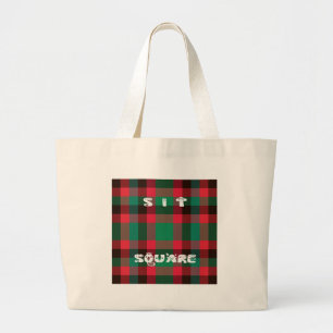 Grand Tote Bag Scottish Royal À damiers Tartan Plaid avec texte