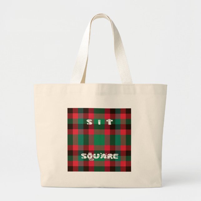 Grand Tote Bag Scottish Royal À damiers Tartan Plaid avec texte (Devant)