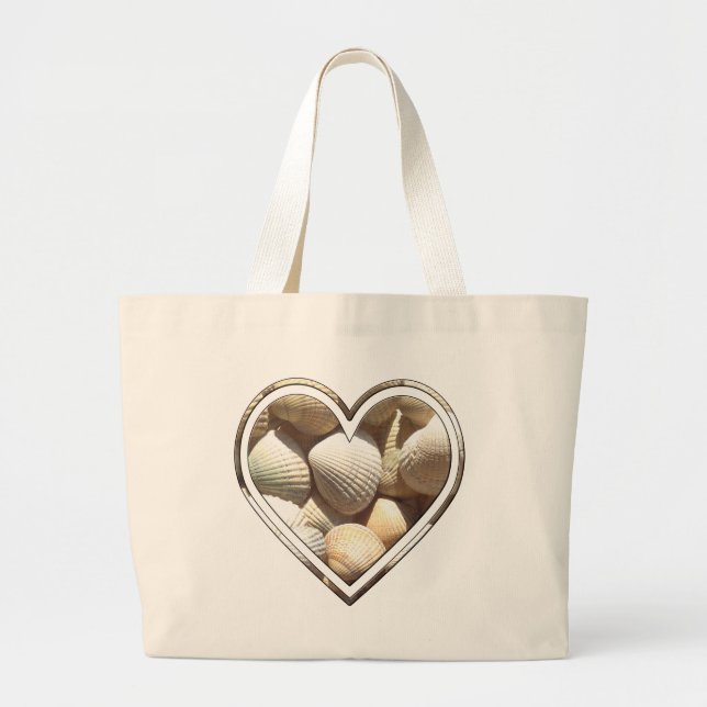 Grand Tote Bag Sea Shells Summer Beach Vie Coeurs Coquillages (Devant)
