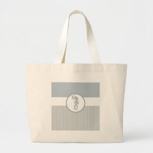 Grand Tote Bag Seahorse Bleu Classique Nautique Élégant