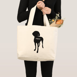 Grand Tote Bag Silhouette de chien Vizsla sur mesure