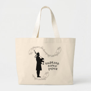 Grand Tote Bag Silhouette de joueur de cornemuse
