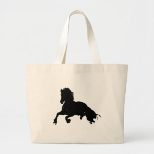 Grand Tote Bag Silhouette du cheval blanc noir