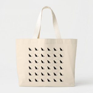 Grand Tote Bag Silhouettes de chats noirs et blancs