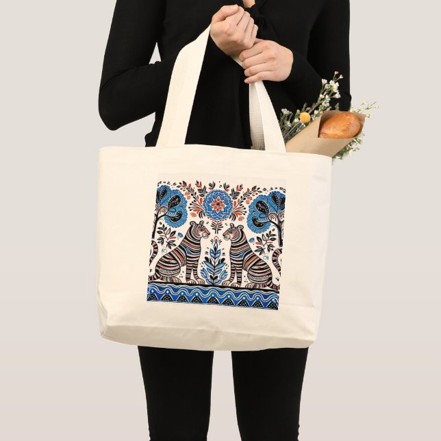 Grand Tote Bag simple peinture madhubani (Devant (produit))