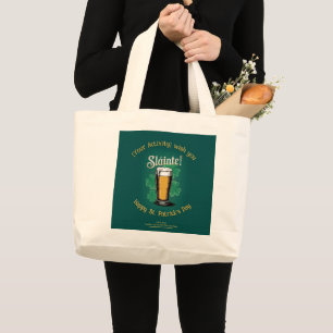 Grand Tote Bag Slàinte ! Saint Patrick's Day Pint of Beer on Gree
