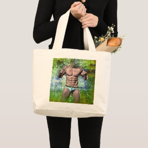 Grand Tote Bag SlipperyJoe's homme adulte très musclé torse nu