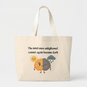 Grand Tote Bag Soleil Pluie Cerveau Esprit Illuminé Jaune Étudian