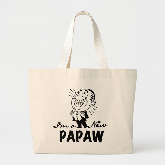 Grand Tote Bag Souriant de nouveaux t-shirts et cadeaux Papaw (Devant)