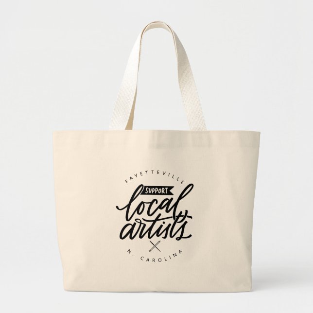 Grand Tote Bag Soutenez les artistes locaux dans votre ville (Devant)