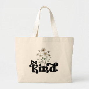 Grand Tote Bag Soyez Gentil – Typographie noire minimaliste et fl