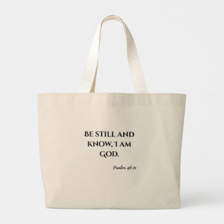 Grand Tote Bag Soyez tranquille typographie chrétienne verset bib