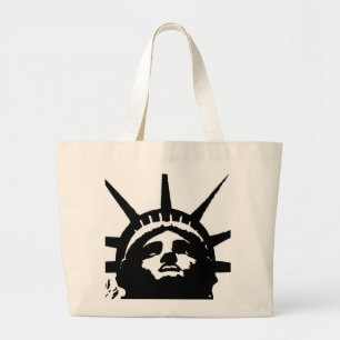 Grand Tote Bag Statue d'Art Pop Noir & Blanc de la Liberté