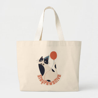 Grand Tote Bag Stay Pawsitive Jumbo Tuxedo Cat Birthday Party 