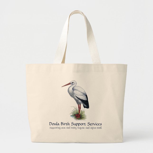 Grand Tote Bag Stork Doula ou sage-femme (Devant)