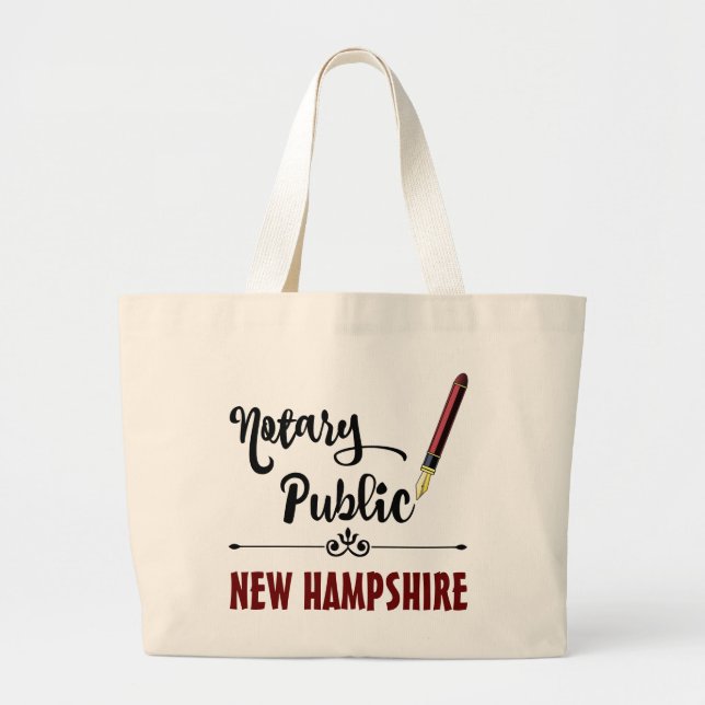 Grand Tote Bag Stylo d'encre Notaire Public New Hampshire (Devant)