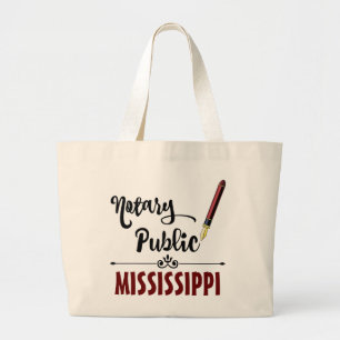 Grand Tote Bag Stylo Notaire Public Du Mississippi