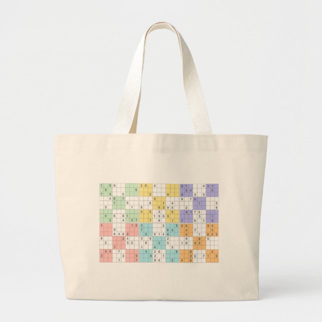Grand Tote Bag sudoku pastel (Devant)