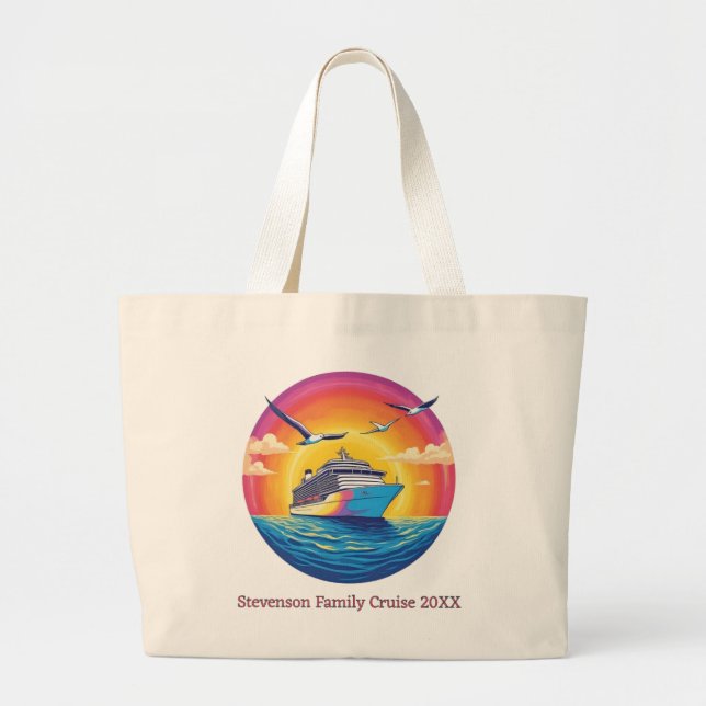 Grand Tote Bag Sunset Family Name Vacation Cruise Ship Keepsake (Devant)