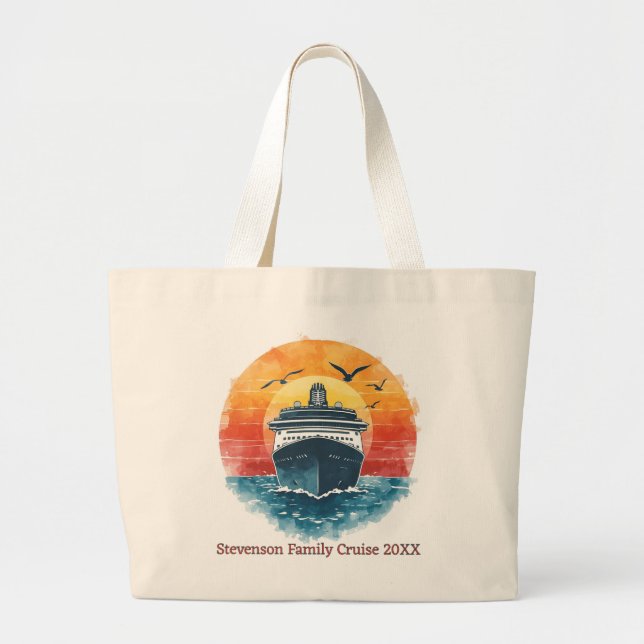 Grand Tote Bag Sunset Family Name Vacation Cruise Ship Keepsake (Devant)
