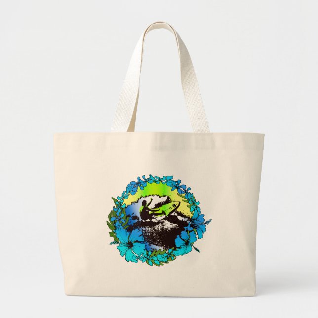 Grand Tote Bag Super Hawaiian Surfer 1960 Retro Graphic (Devant)