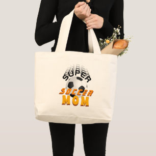 Grand Tote Bag Super Maman de Football Mère Sportive Fête des Mèr