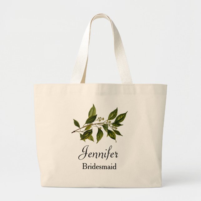 Grand Tote Bag Superficies de verdure des branches florales Maria (Devant)