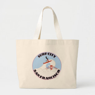 Grand Tote Bag Surf City San Francisco Drôle Carton de voyage