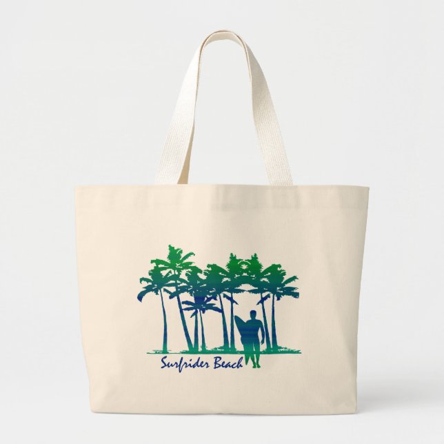 Grand Tote Bag Surfrider Beach Hawaiian Palm Tree Blend (Devant)