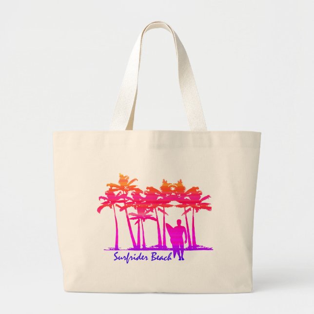 Grand Tote Bag Surfrider Beach Hawaiian Palm Tree Blend (Devant)