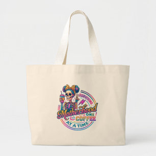Grand Tote Bag Survivre à la Maternité Une Tasse de Café à la Foi