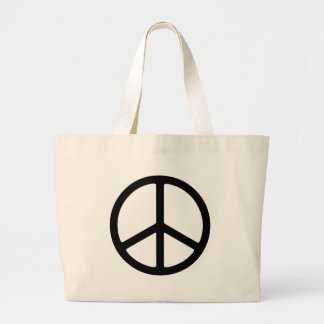 Grand Tote Bag Symbole de paix noir mince